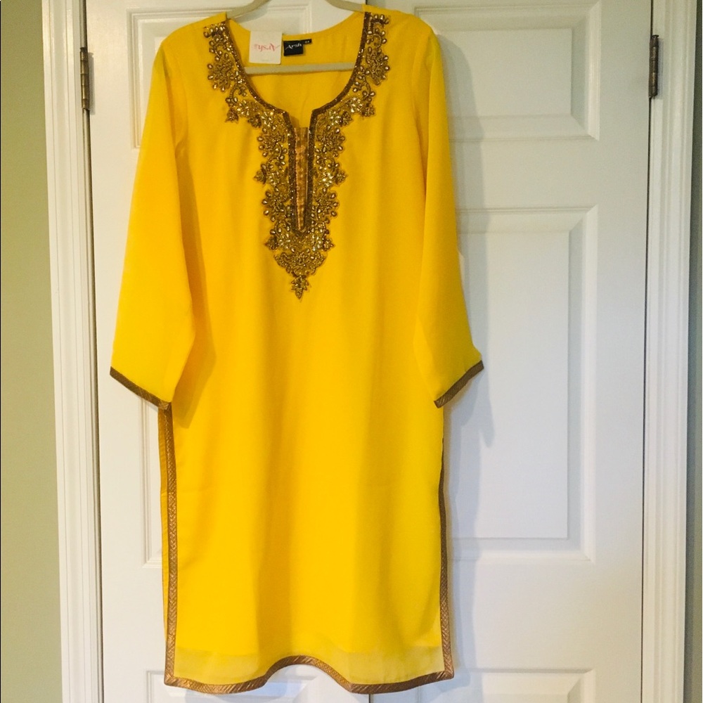 Yellow Indian Pakistani Kurta Top